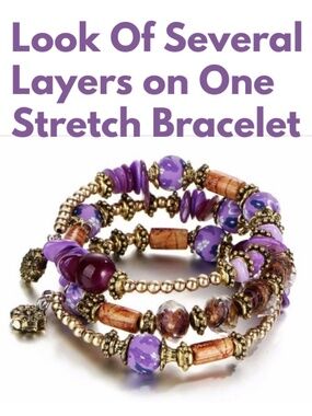 Natural Stone Crystal Beaded Multilayer Bracelet - Shades of purple, gold, wood